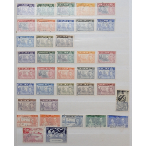 7151 - ST HELENA up to 1953 on three stock book pages including mint overprint to 1/- and used to 4d, also ... 