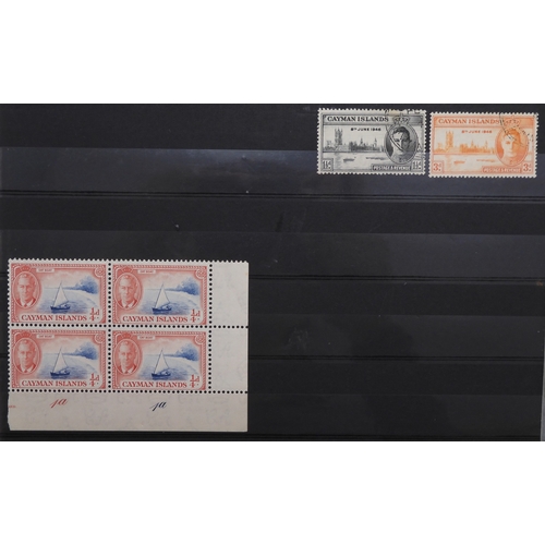 7152 - CAYMAN ISLANDS a collection on 5 stock book pages to include 1900 ½d and 1d used and mint with a blo... 