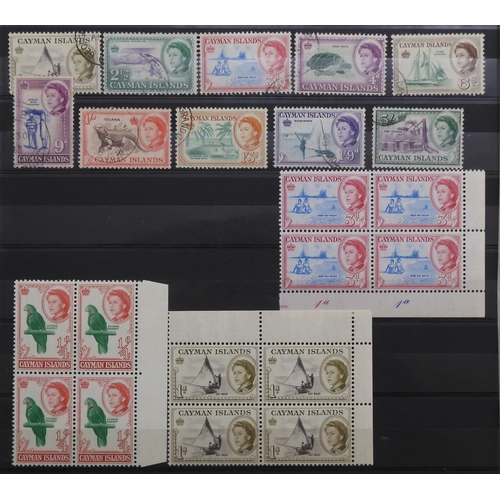 7152 - CAYMAN ISLANDS a collection on 5 stock book pages to include 1900 ½d and 1d used and mint with a blo... 