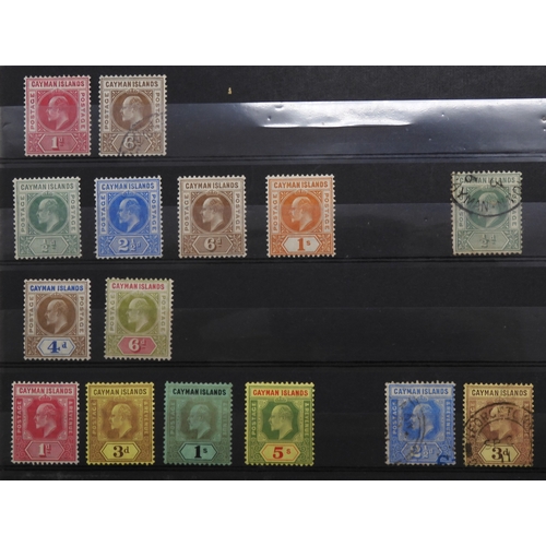 7152 - CAYMAN ISLANDS a collection on 5 stock book pages to include 1900 ½d and 1d used and mint with a blo... 