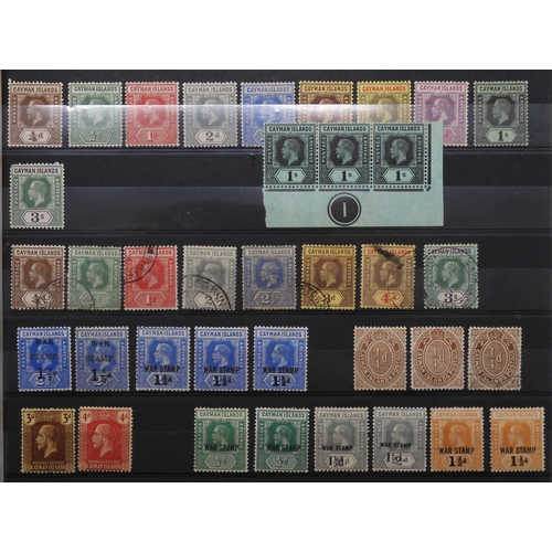 7152 - CAYMAN ISLANDS a collection on 5 stock book pages to include 1900 ½d and 1d used and mint with a blo... 