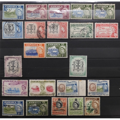 7153 - JAMAICA, TURKS & CAICOS ISLANDS a collection on 7 stock book pages with JAMAICA 1870 1/- and 2/-... 