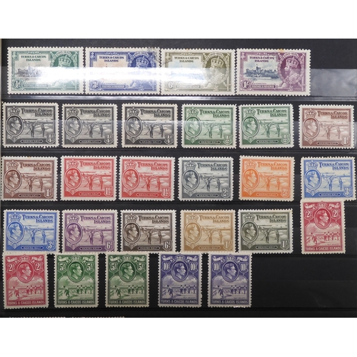 7153 - JAMAICA, TURKS & CAICOS ISLANDS a collection on 7 stock book pages with JAMAICA 1870 1/- and 2/-... 
