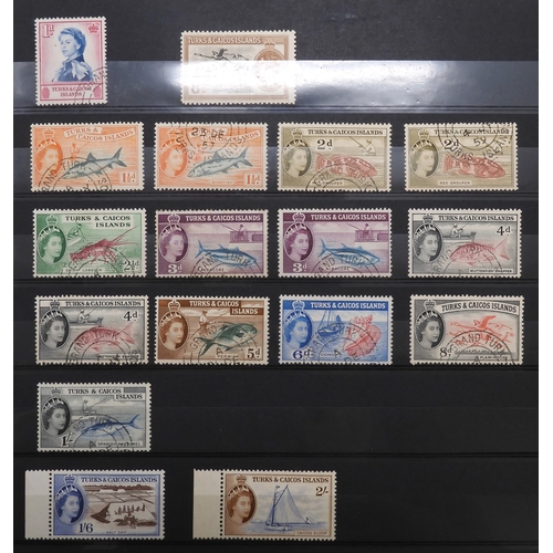 7153 - JAMAICA, TURKS & CAICOS ISLANDS a collection on 7 stock book pages with JAMAICA 1870 1/- and 2/-... 