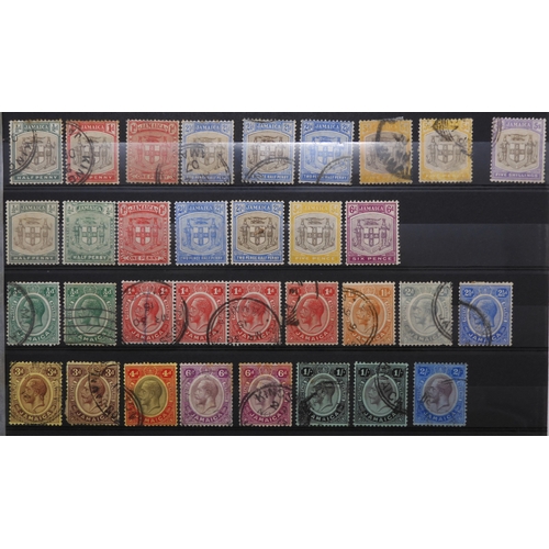 7153 - JAMAICA, TURKS & CAICOS ISLANDS a collection on 7 stock book pages with JAMAICA 1870 1/- and 2/-... 