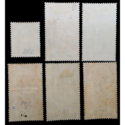 7156 - GIBRALTAR George V 1925 set 1/- to £1 sg102 to sg107 mint, note 5/- with horizontal crease, £1 extra... 