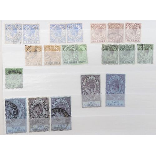 7157 - GIBRALTAR a collection in a black stock book to include 1886 set  overprinted GIBRALTAR to 4d used, ... 
