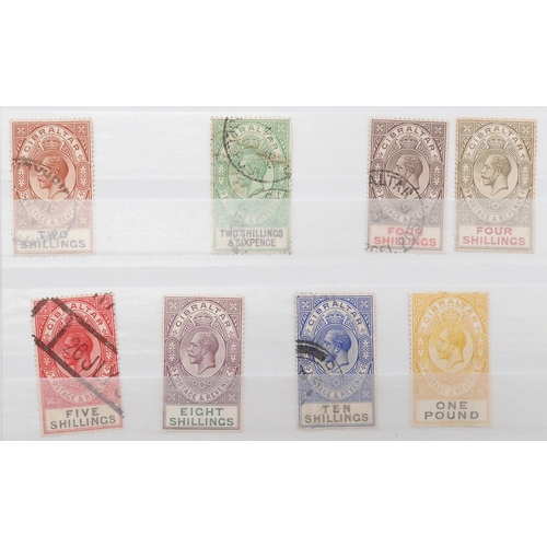 7157 - GIBRALTAR a collection in a black stock book to include 1886 set  overprinted GIBRALTAR to 4d used, ... 