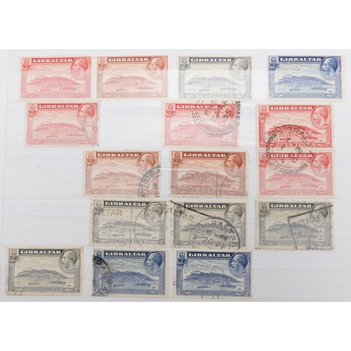 7157 - GIBRALTAR a collection in a black stock book to include 1886 set  overprinted GIBRALTAR to 4d used, ... 