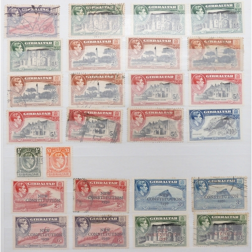 7157 - GIBRALTAR a collection in a black stock book to include 1886 set  overprinted GIBRALTAR to 4d used, ... 