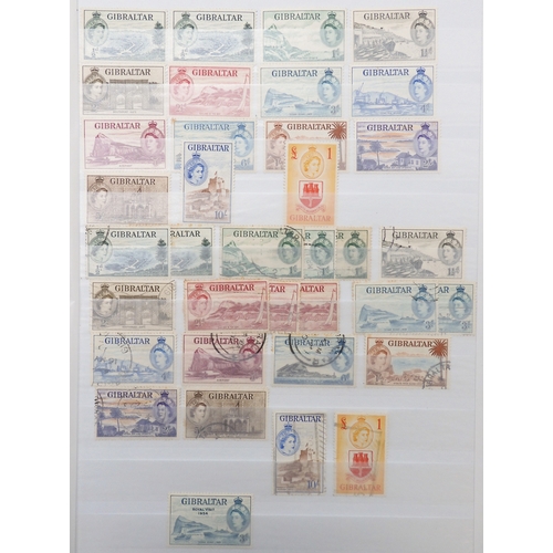 7157 - GIBRALTAR a collection in a black stock book to include 1886 set  overprinted GIBRALTAR to 4d used, ... 