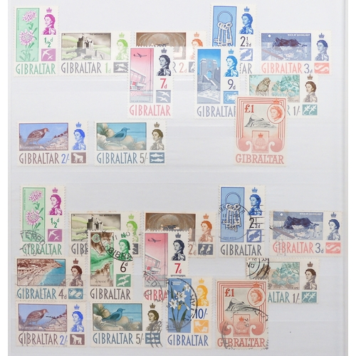 7157 - GIBRALTAR a collection in a black stock book to include 1886 set  overprinted GIBRALTAR to 4d used, ... 