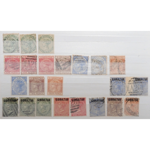 7157 - GIBRALTAR a collection in a black stock book to include 1886 set  overprinted GIBRALTAR to 4d used, ... 
