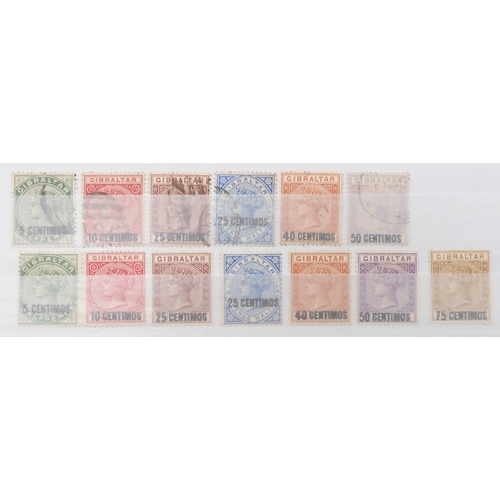 7157 - GIBRALTAR a collection in a black stock book to include 1886 set  overprinted GIBRALTAR to 4d used, ... 