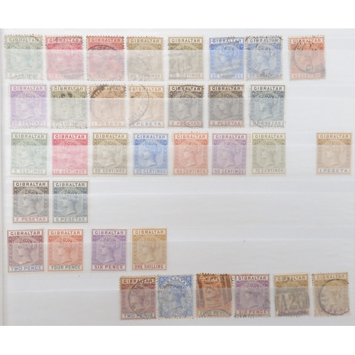 7157 - GIBRALTAR a collection in a black stock book to include 1886 set  overprinted GIBRALTAR to 4d used, ... 
