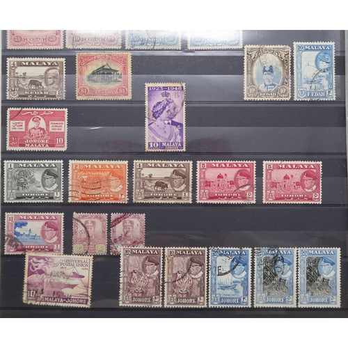 7164 - MALAYSIA&nbsp; and FAR EAST an unorganised collection on 9 stock book pages with STRAITS SETTLEMENTS... 
