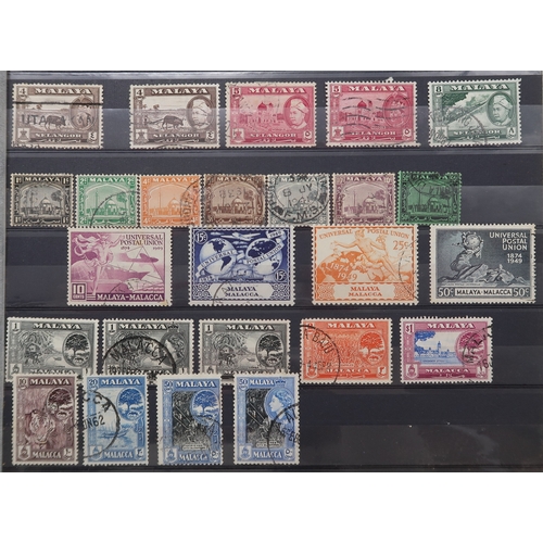 7164 - MALAYSIA&nbsp; and FAR EAST an unorganised collection on 9 stock book pages with STRAITS SETTLEMENTS... 