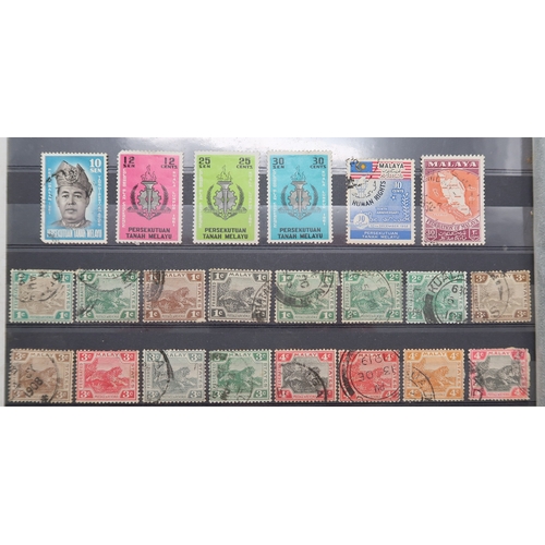 7164 - MALAYSIA&nbsp; and FAR EAST an unorganised collection on 9 stock book pages with STRAITS SETTLEMENTS... 