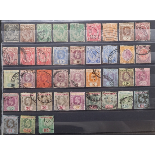 7164 - MALAYSIA&nbsp; and FAR EAST an unorganised collection on 9 stock book pages with STRAITS SETTLEMENTS... 