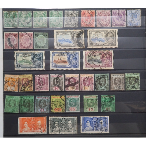 7164 - MALAYSIA&nbsp; and FAR EAST an unorganised collection on 9 stock book pages with STRAITS SETTLEMENTS... 