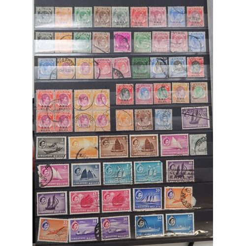 7164 - MALAYSIA&nbsp; and FAR EAST an unorganised collection on 9 stock book pages with STRAITS SETTLEMENTS... 