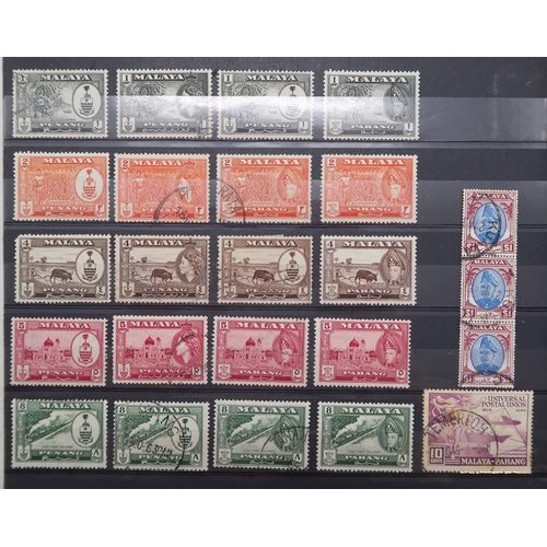 7164 - MALAYSIA&nbsp; and FAR EAST an unorganised collection on 9 stock book pages with STRAITS SETTLEMENTS... 