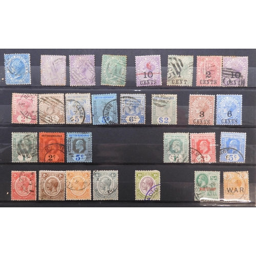 7165 - BRITISH CENTRAL AMERICA a collection stock book sheets BRITISH HONDURAS 1d blue perforate 14 used an... 
