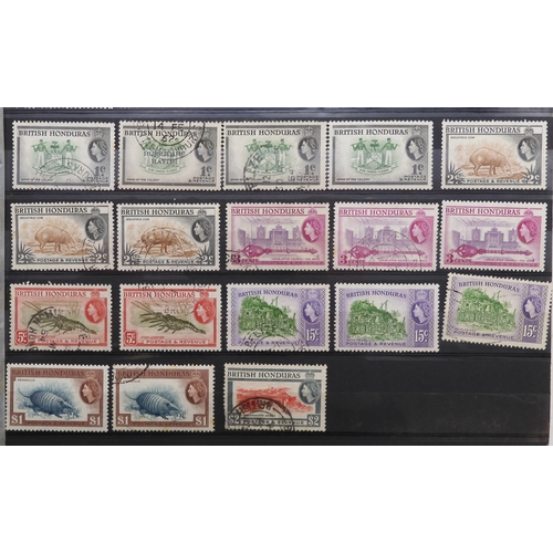 7165 - BRITISH CENTRAL AMERICA a collection stock book sheets BRITISH HONDURAS 1d blue perforate 14 used an... 