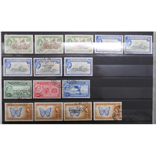 7165 - BRITISH CENTRAL AMERICA a collection stock book sheets BRITISH HONDURAS 1d blue perforate 14 used an... 