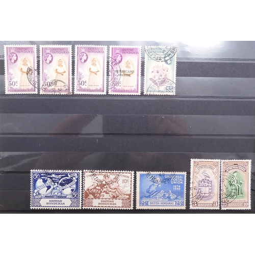 7165 - BRITISH CENTRAL AMERICA a collection stock book sheets BRITISH HONDURAS 1d blue perforate 14 used an... 