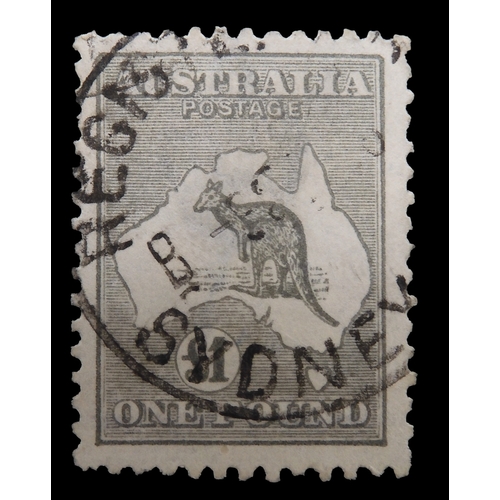7166 - AUSTRALIA 1923&nbsp; sg75 &pound;1 grey Kangaroo very fine used&nbsp;