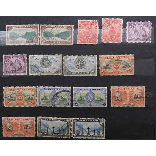 7170 - NEW ZEALAND an unorganised collection i a blue stock book, well worth looking through, to include Ch... 