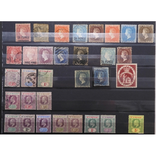 7176 - ST VINCENT a collection on 2 stock book pages to include what appears to be sg11 1/- slate grey used... 
