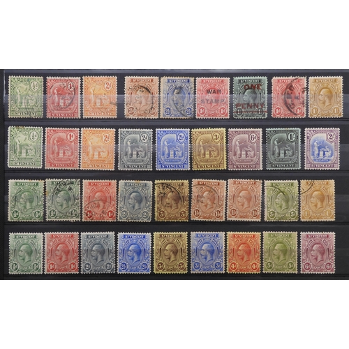 7176 - ST VINCENT a collection on 2 stock book pages to include what appears to be sg11 1/- slate grey used... 