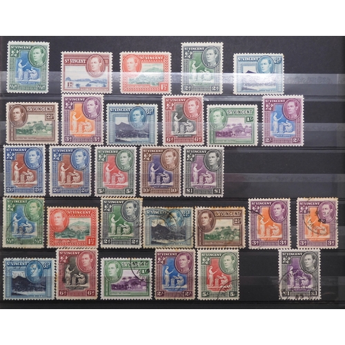 7176 - ST VINCENT a collection on 2 stock book pages to include what appears to be sg11 1/- slate grey used... 