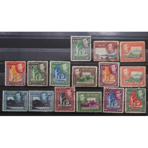 7176 - ST VINCENT a collection on 2 stock book pages to include what appears to be sg11 1/- slate grey used... 