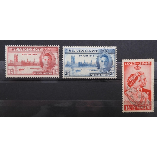 7176 - ST VINCENT a collection on 2 stock book pages to include what appears to be sg11 1/- slate grey used... 