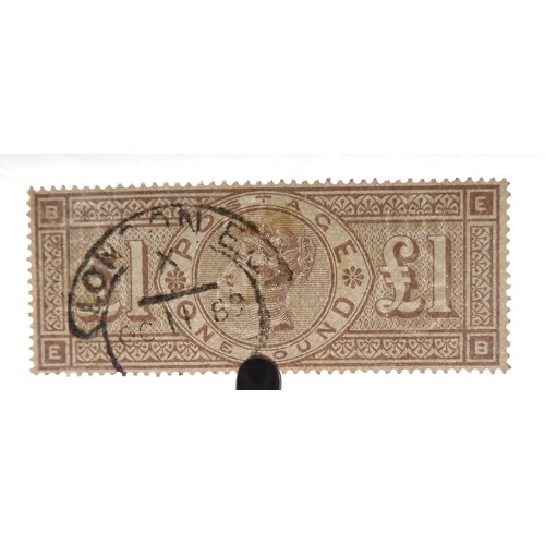 7042 - GREAT BRITAIN £1 brown-lilac three orbs watermark a superb well centred copy with LONDON E.C. post m... 