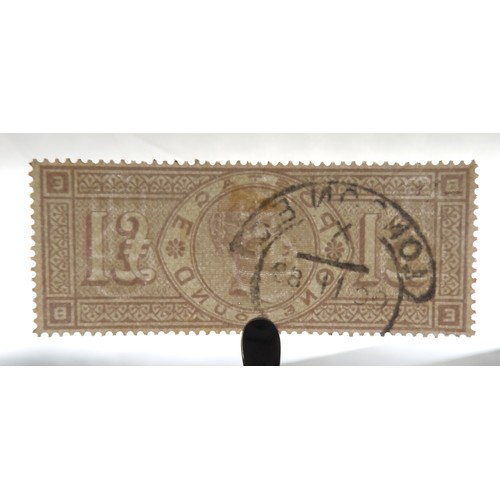 7042 - GREAT BRITAIN £1 brown-lilac three orbs watermark a superb well centred copy with LONDON E.C. post m... 