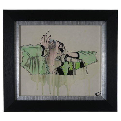 2595 - SEX PISTOLS INTERESTThree Steve Prescot original signed illustrations, two depicting the Sex Pistols... 