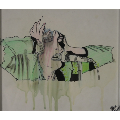 2595 - SEX PISTOLS INTERESTThree Steve Prescot original signed illustrations, two depicting the Sex Pistols... 