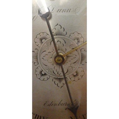 30B - A 19th century mahogany and satinwood inlaid J Dunn, Edinburgh barometer/thermometer, 97cm High