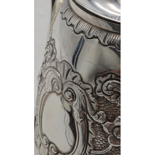 2301 - AN IMPRESSIVE GEORGE IV IRISH SILVER TEAPOTmaker's mark MF, Dublin 1820, of baluster form, engraved ... 