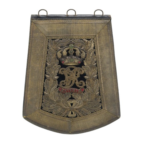 2500 - A VICTORIAN 1st KING'S DRAGOON GUARDS OFFICER’S FULL DRESS SABRETACHE AND COVERBullion-embroidered w... 