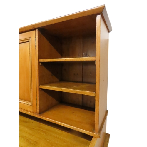 2003 - A 19TH CENTURY SCOTTISH PINE FARM HOUSE KITCHEN DRESSERwith central pair of cabinet doors flanked by... 