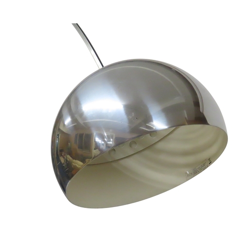 2132 - A 20TH CENTURY FLOS ARCO STANDARD ARC LAMPwith two piece chromed dome shade with pierced back on bru... 