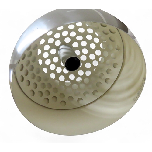 2132 - A 20TH CENTURY FLOS ARCO STANDARD ARC LAMPwith two piece chromed dome shade with pierced back on bru... 