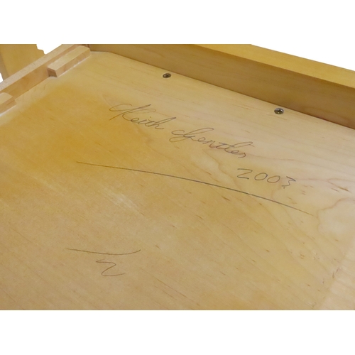 2134 - A PAIR OF CIRCA 2003 KEITH GENTLES OF ALLOA HANDCRAFTED MAPLE LAMP TABLES with chamfered rectangular... 