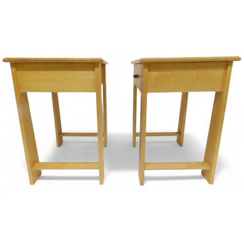 2134 - A PAIR OF CIRCA 2003 KEITH GENTLES OF ALLOA HANDCRAFTED MAPLE LAMP TABLES with chamfered rectangular... 