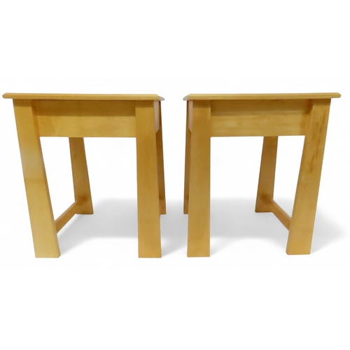 2134 - A PAIR OF CIRCA 2003 KEITH GENTLES OF ALLOA HANDCRAFTED MAPLE LAMP TABLES with chamfered rectangular... 